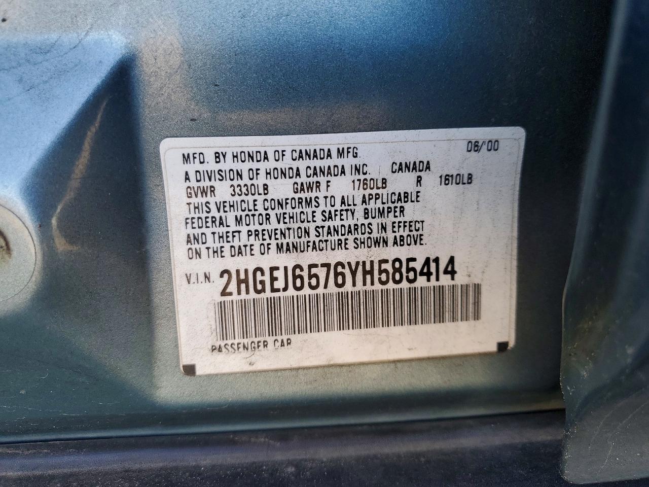 2000 HONDA CIVIC LX photo 23