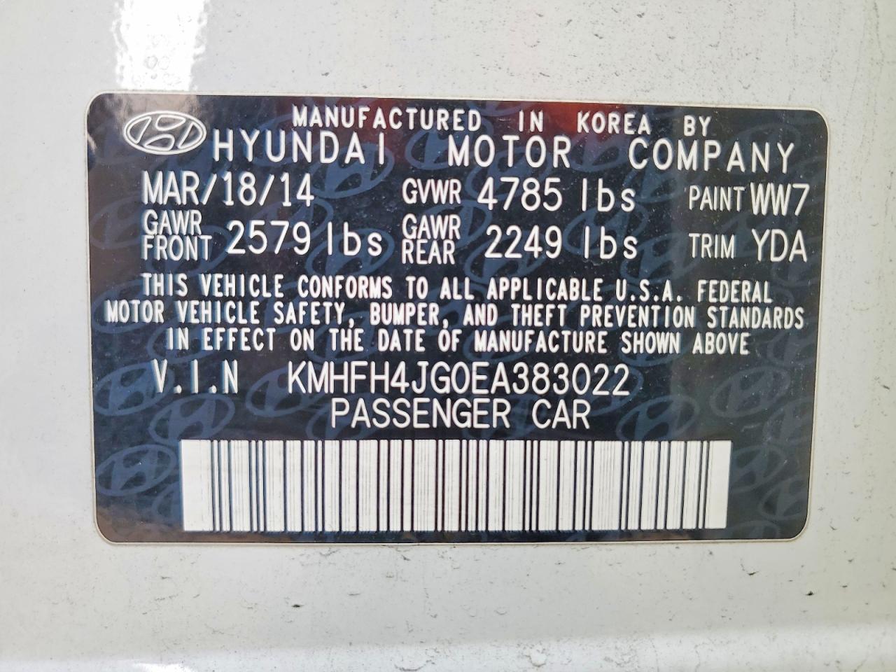 2014 HYUNDAI AZERA photo 12