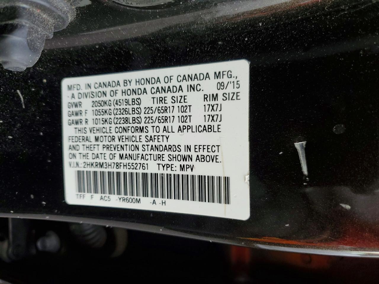 2015 HONDA CR-V EXL photo 13