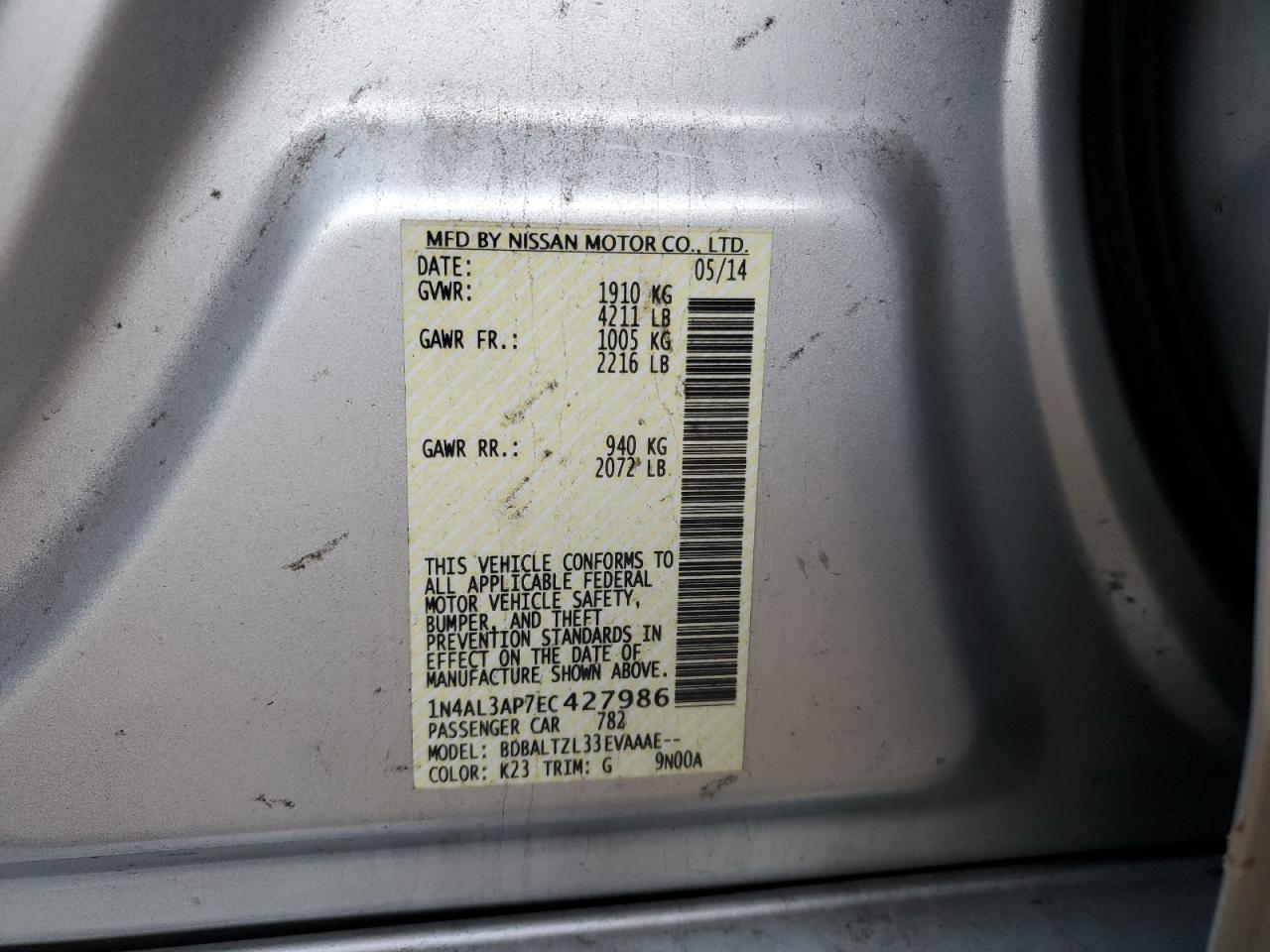 2014 NISSAN ALTIMA 2.5 photo 12