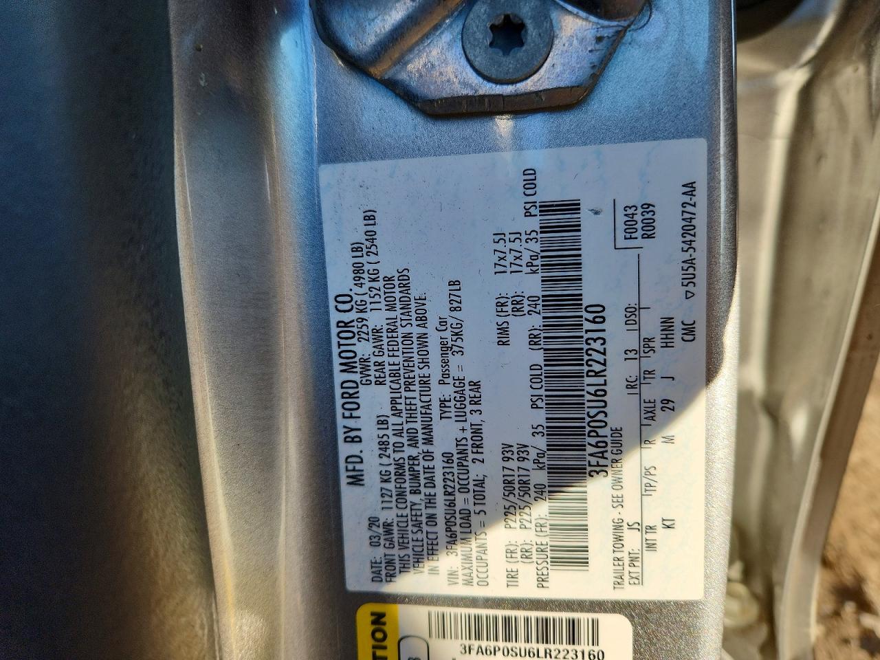 2020 FORD FUSION TITANIUM photo 23