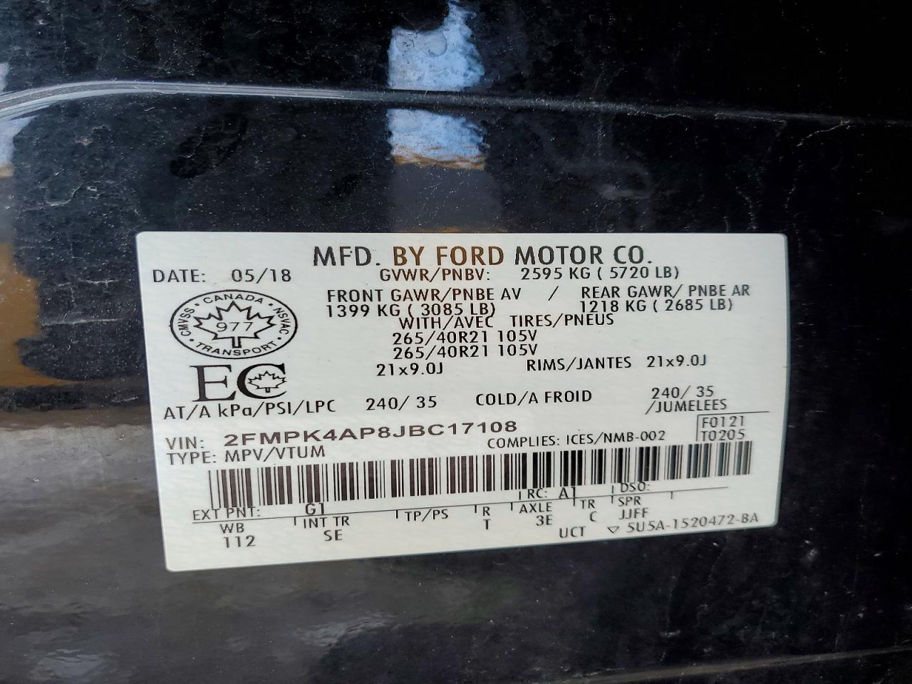 2018 FORD EDGE SPORT photo 40