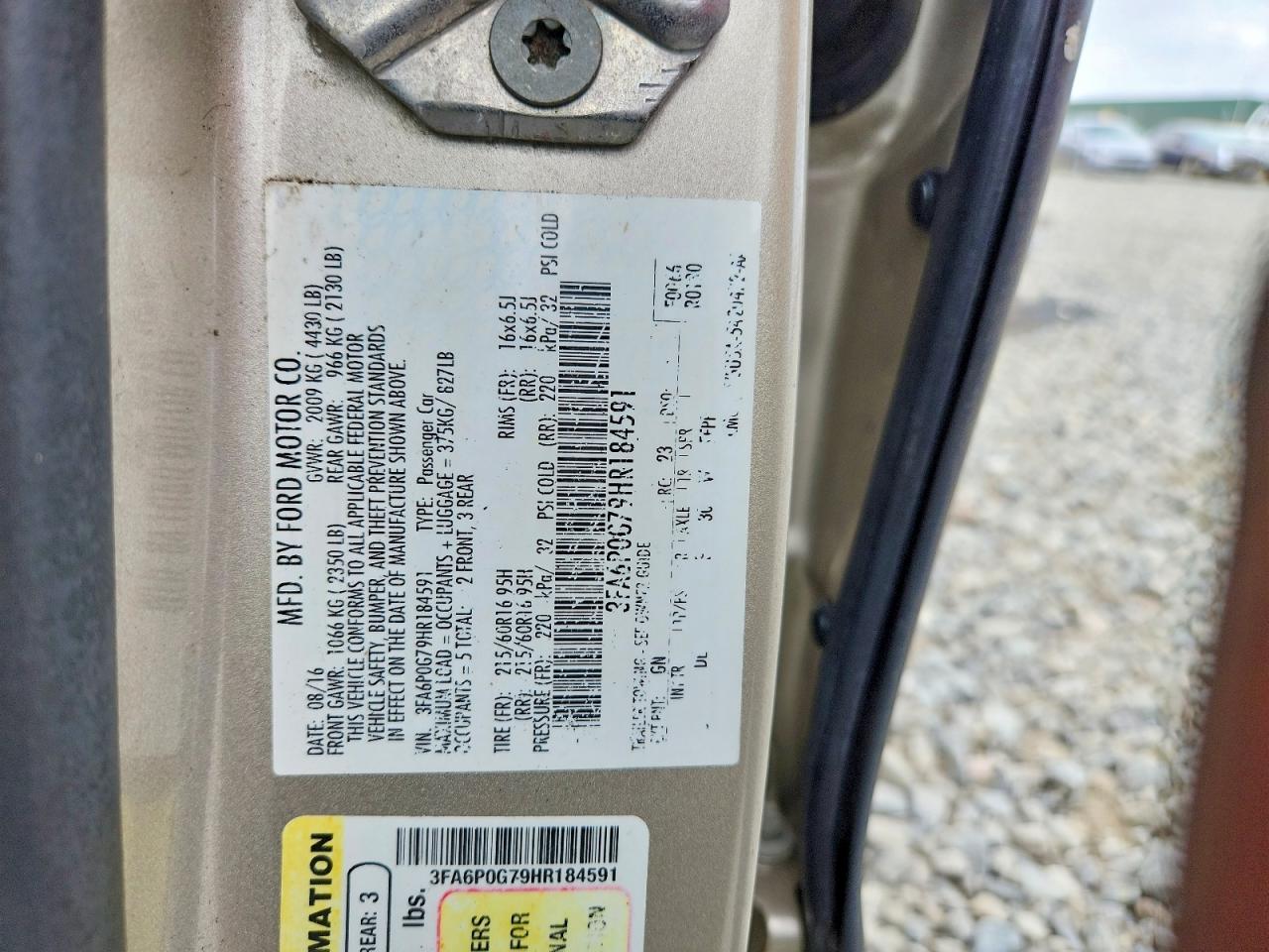 2017 FORD FUSION S photo 13