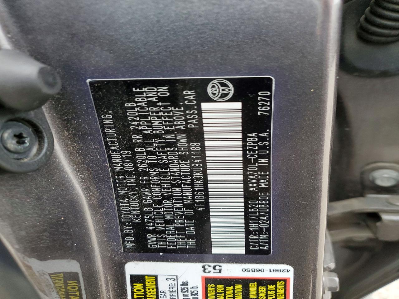 2019 TOYOTA CAMRY XSE photo 23