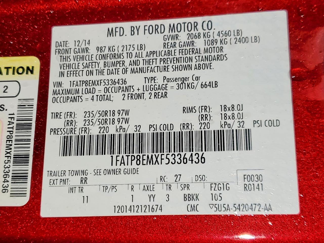 2015 FORD MUSTANG photo 23
