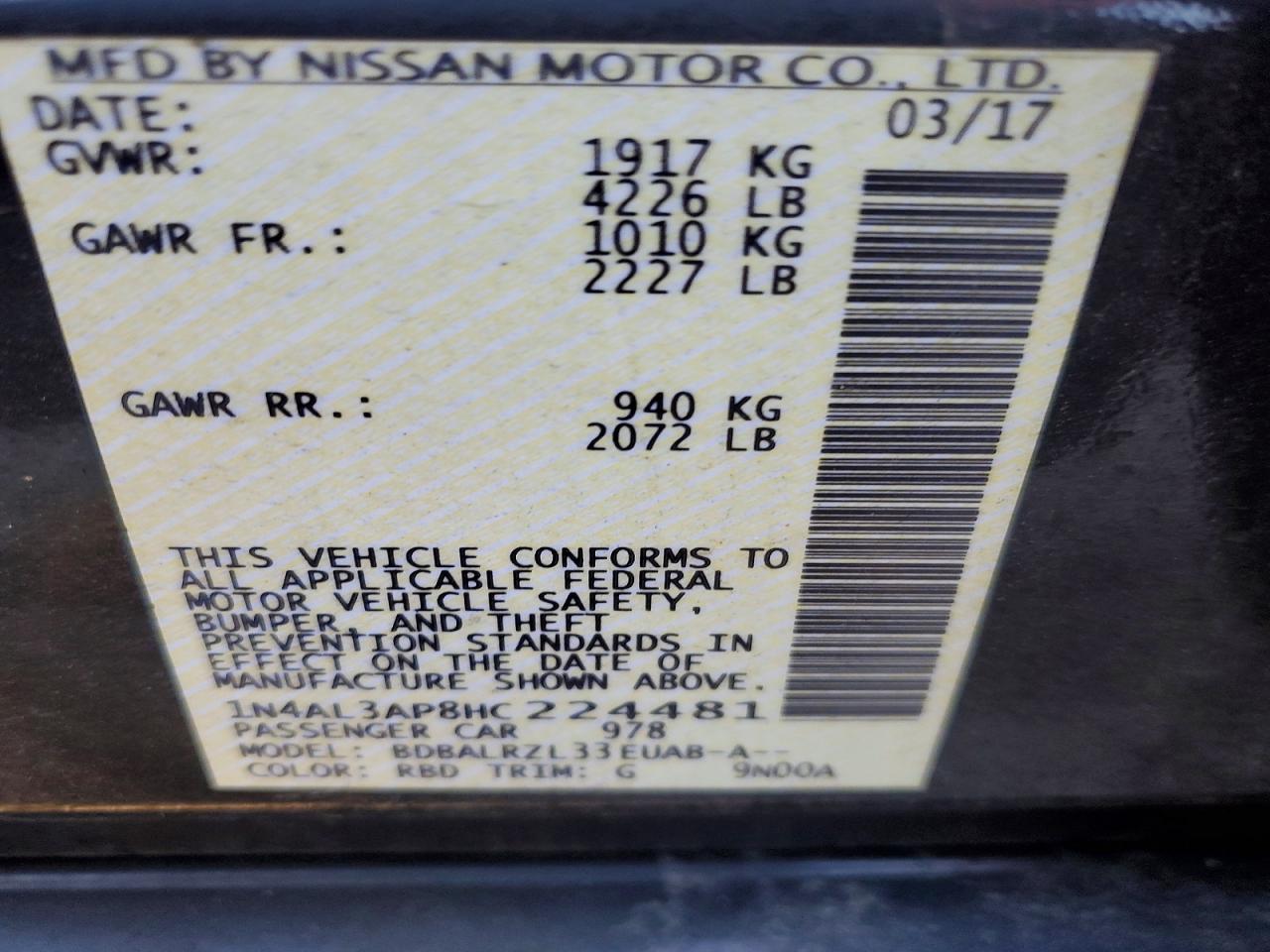 2017 NISSAN ALTIMA 2.5 photo 34