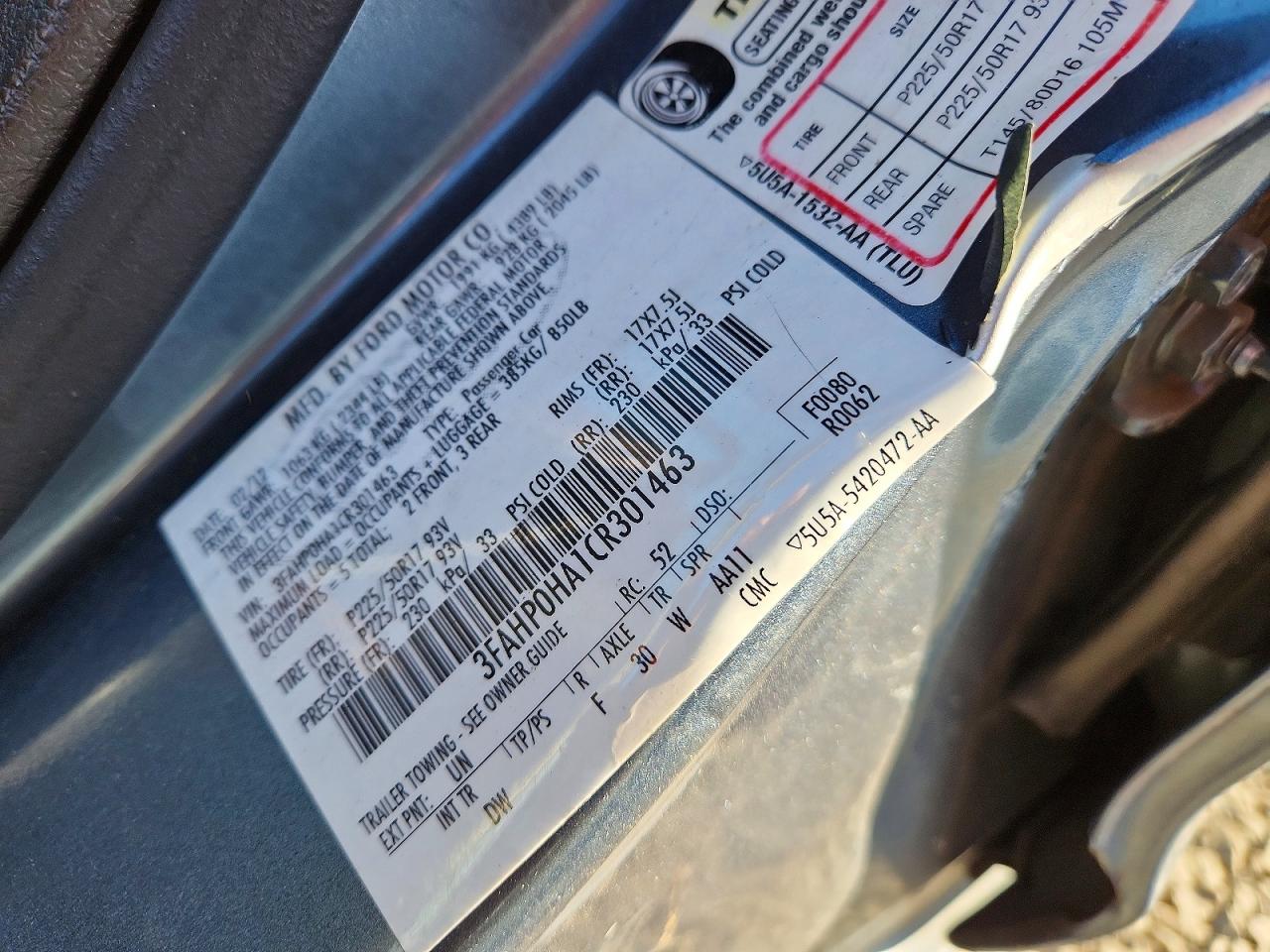 2012 FORD FUSION SE photo 23