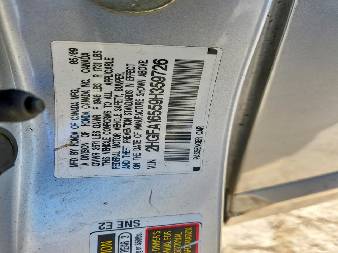 2009 HONDA CIVIC LX photo 37