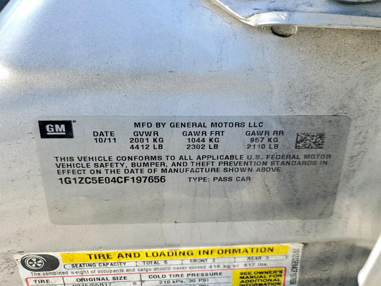 2012 CHEVROLET MALIBU 1LT photo 34
