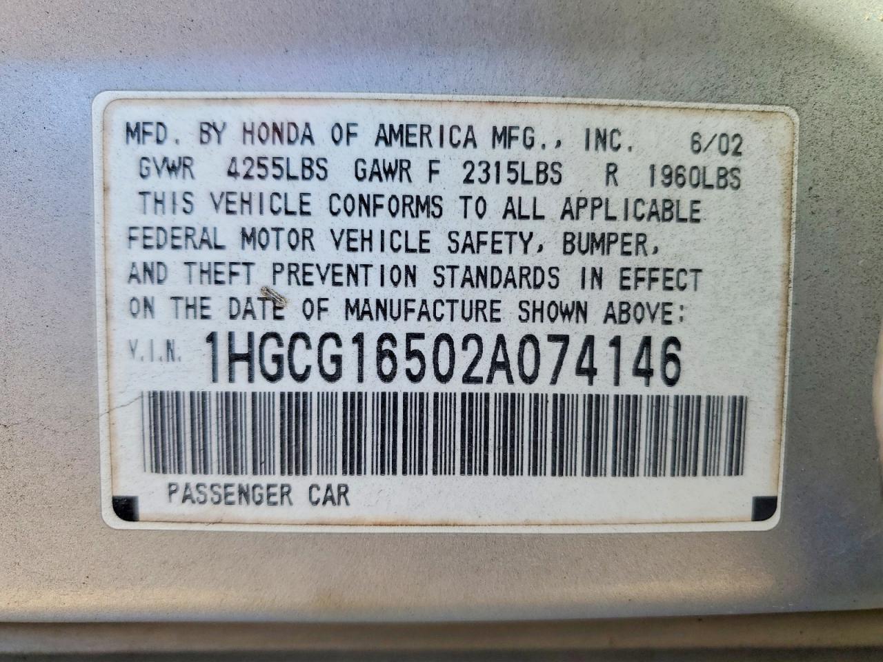 2002 HONDA ACCORD EX photo 34