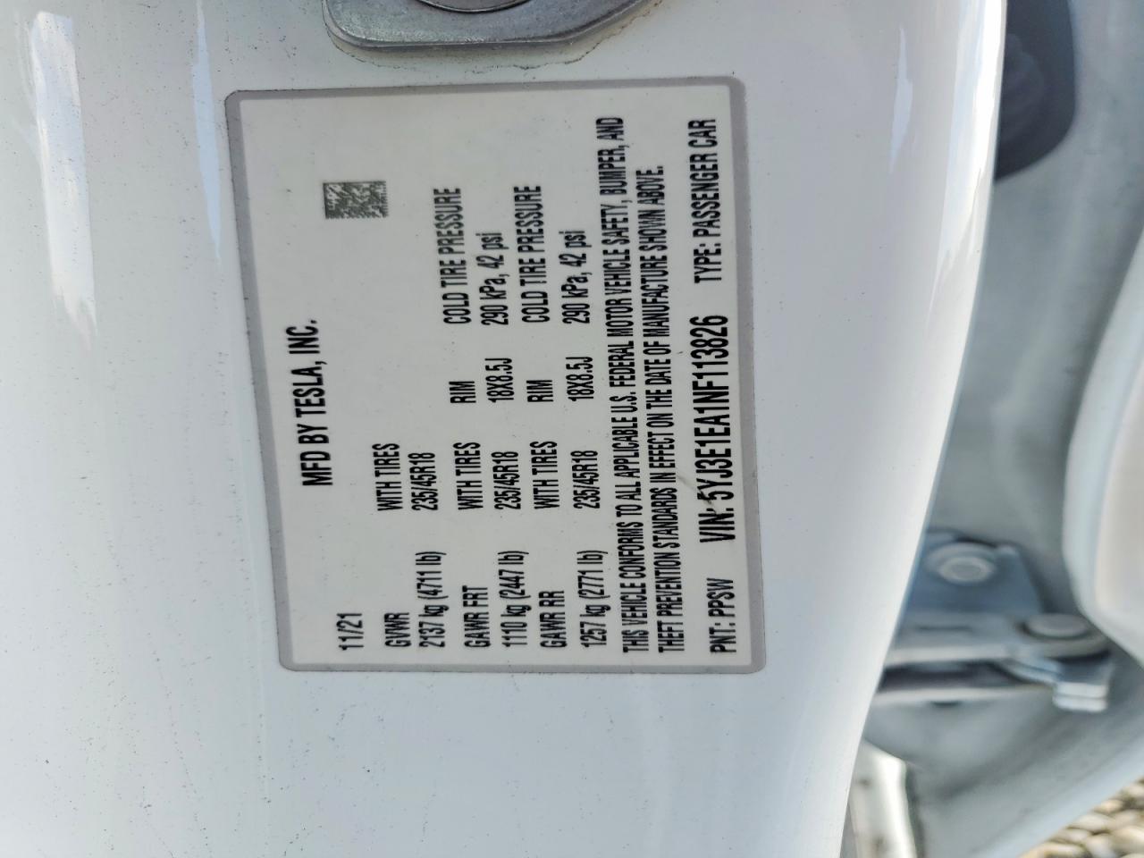 2022 TESLA MODEL 3 photo 12