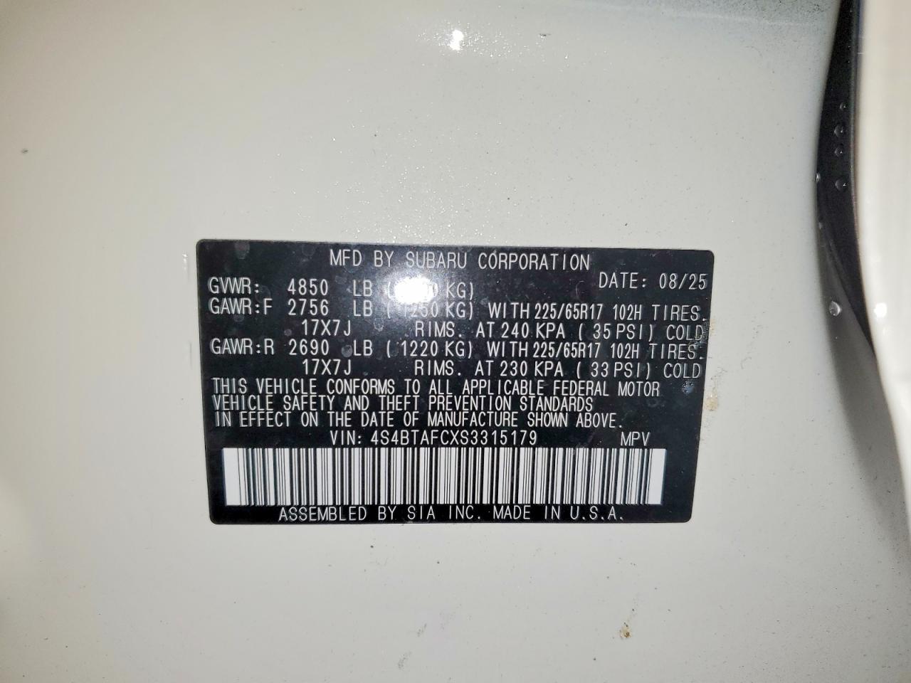2025 SUBARU OUTBACK PREMIUM photo 27