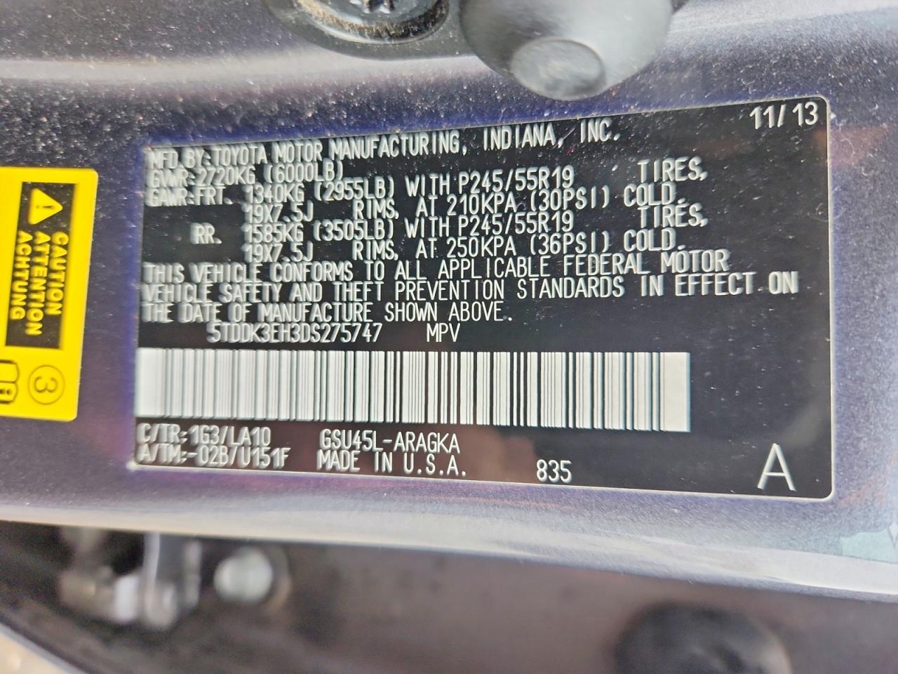 2013 TOYOTA HIGHLANDER LIMITED photo 14
