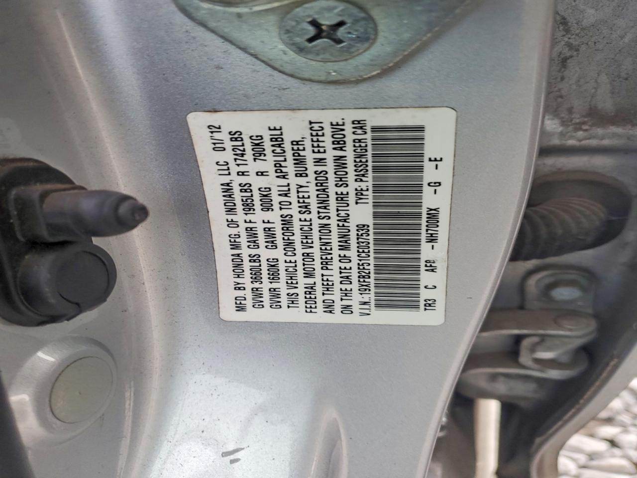 2012 HONDA CIVIC LX photo 12