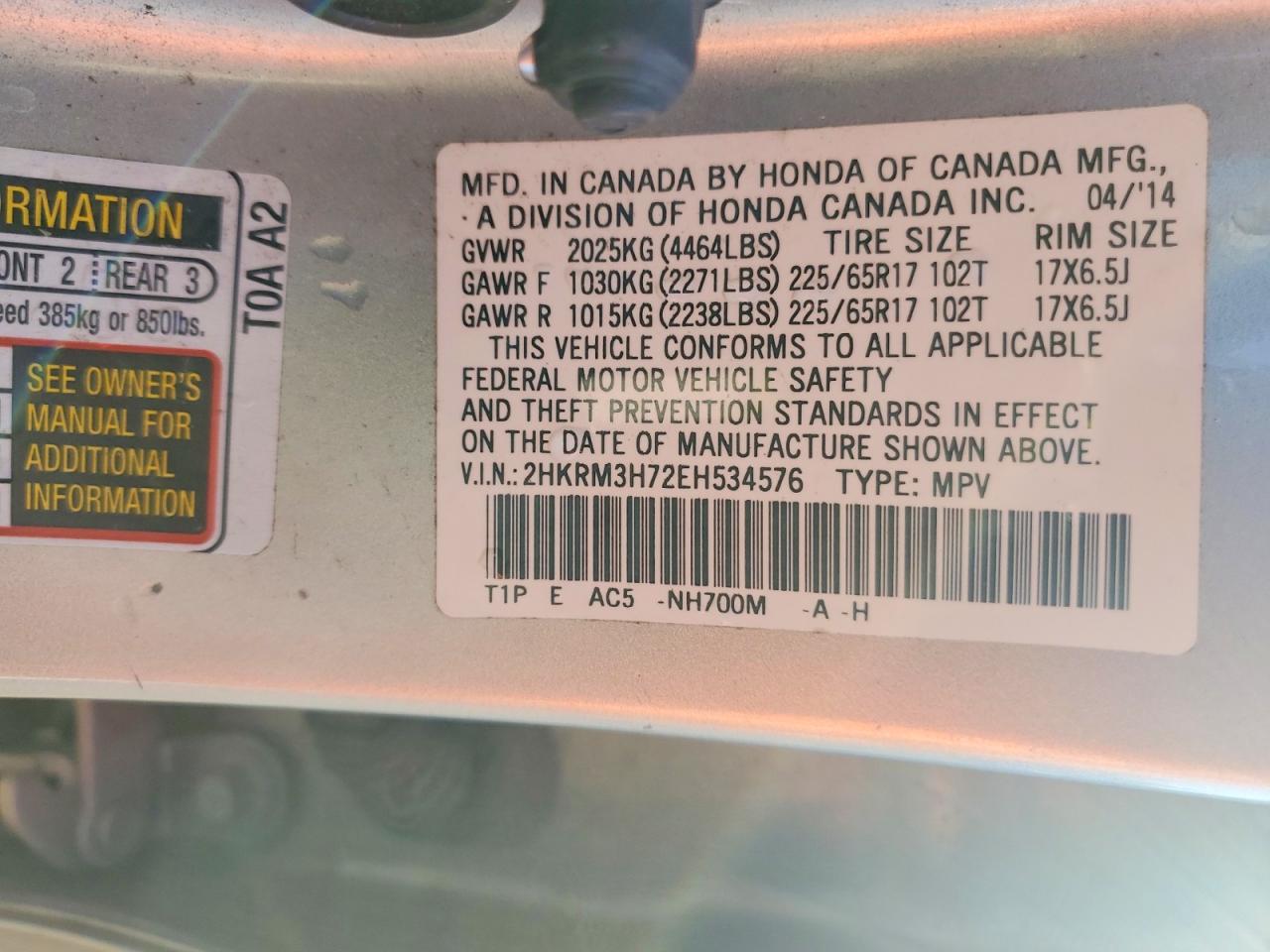 2014 HONDA CR-V EXL photo 13