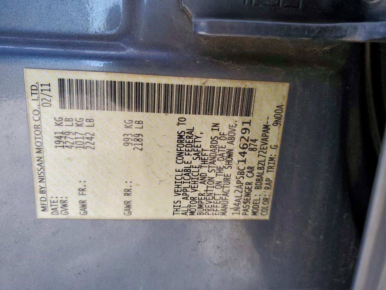 2011 NISSAN ALTIMA 2.5 photo 13