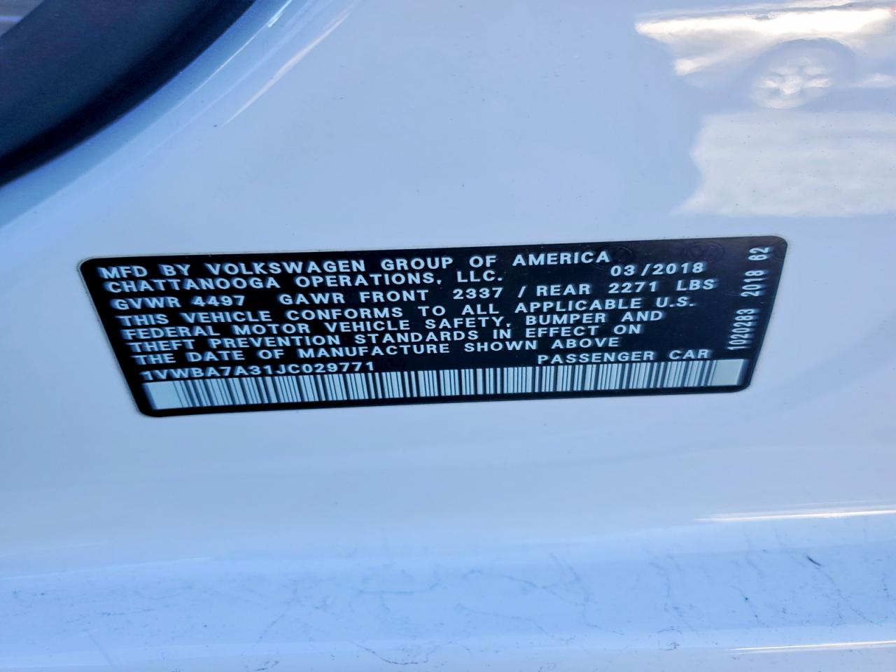 2018 VOLKSWAGEN PASSAT SE photo 12