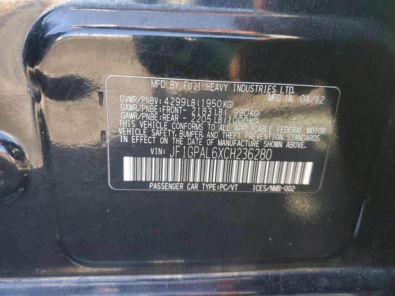 2012 SUBARU IMPREZA SPORT PREMIUM photo 12