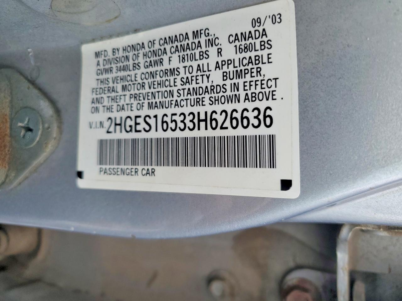2003 HONDA CIVIC LX photo 12