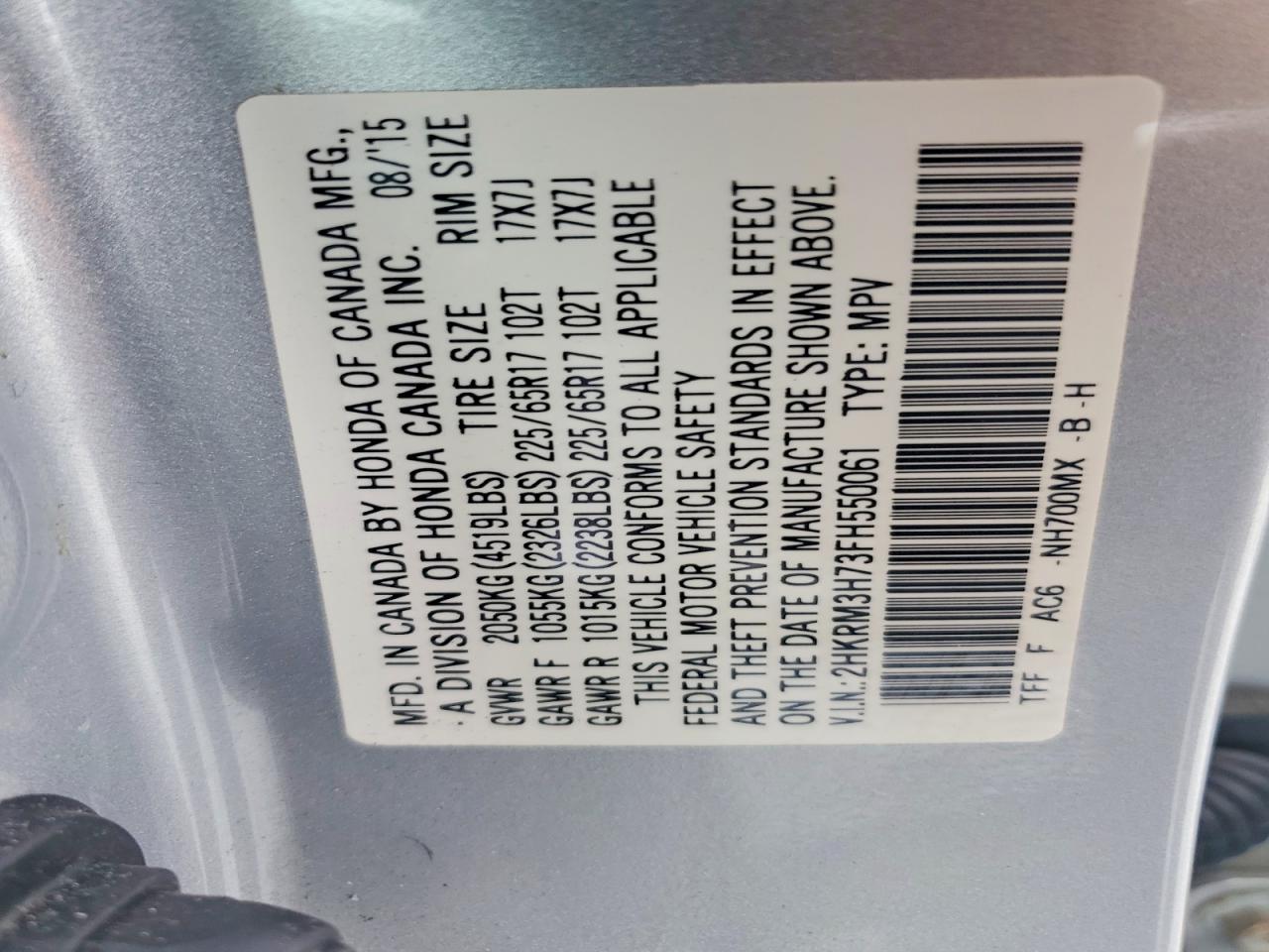 2015 HONDA CR-V EXL photo 13