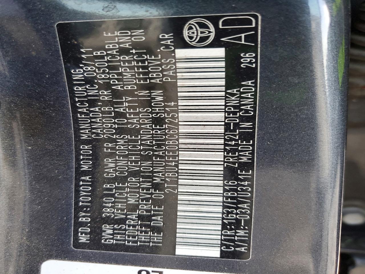 2011 TOYOTA COROLLA LE photo 12