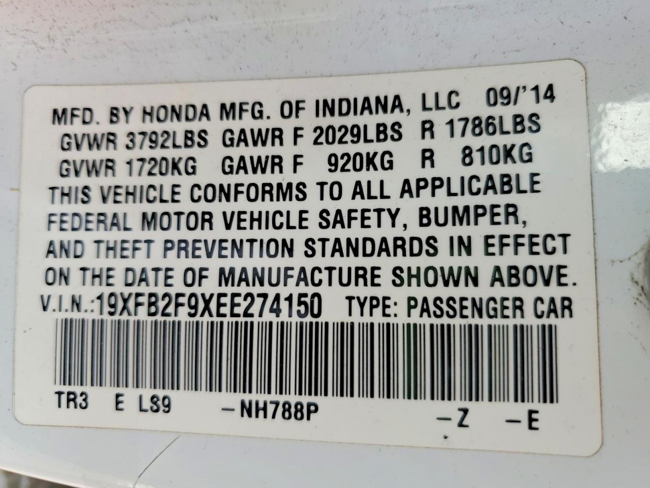 2014 HONDA CIVIC EXL photo 25