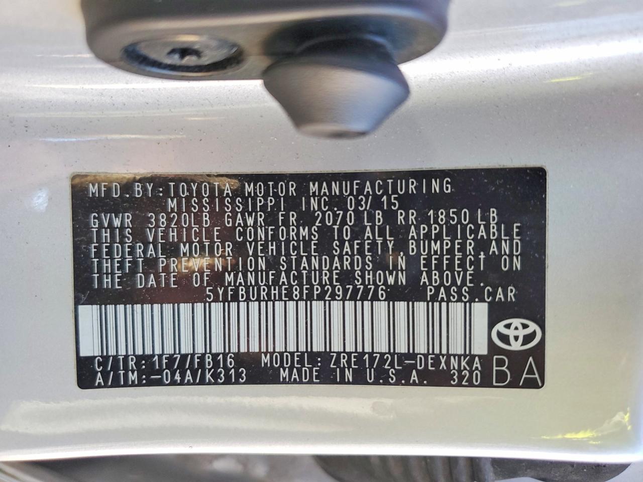 2015 TOYOTA COROLLA photo 12