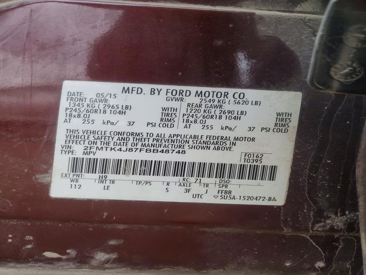 2015 FORD EDGE SEL photo 13