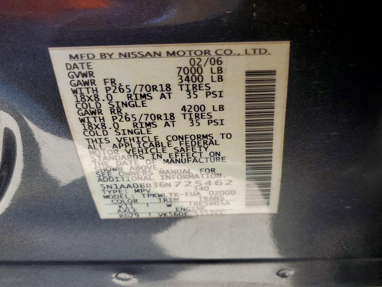 2006 NISSAN ARMADA SE photo 12