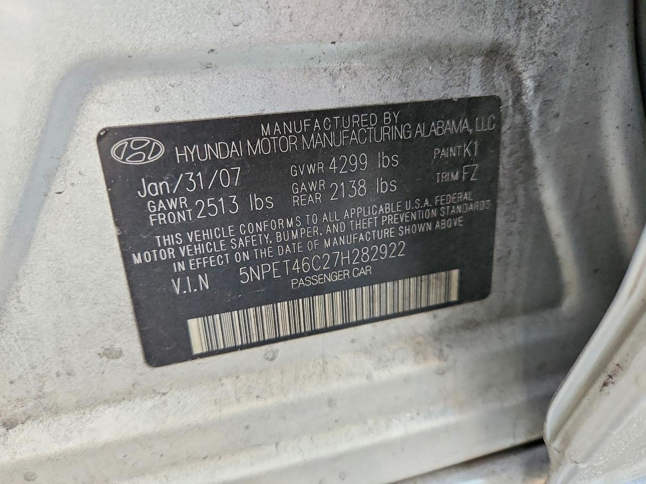 2007 HYUNDAI SONATA GLS photo 34