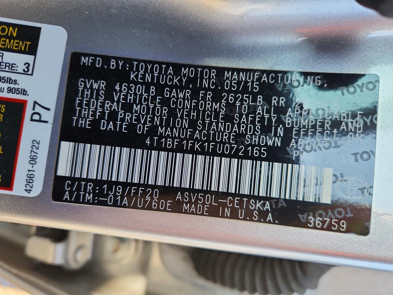 2015 TOYOTA CAMRY SE photo 23