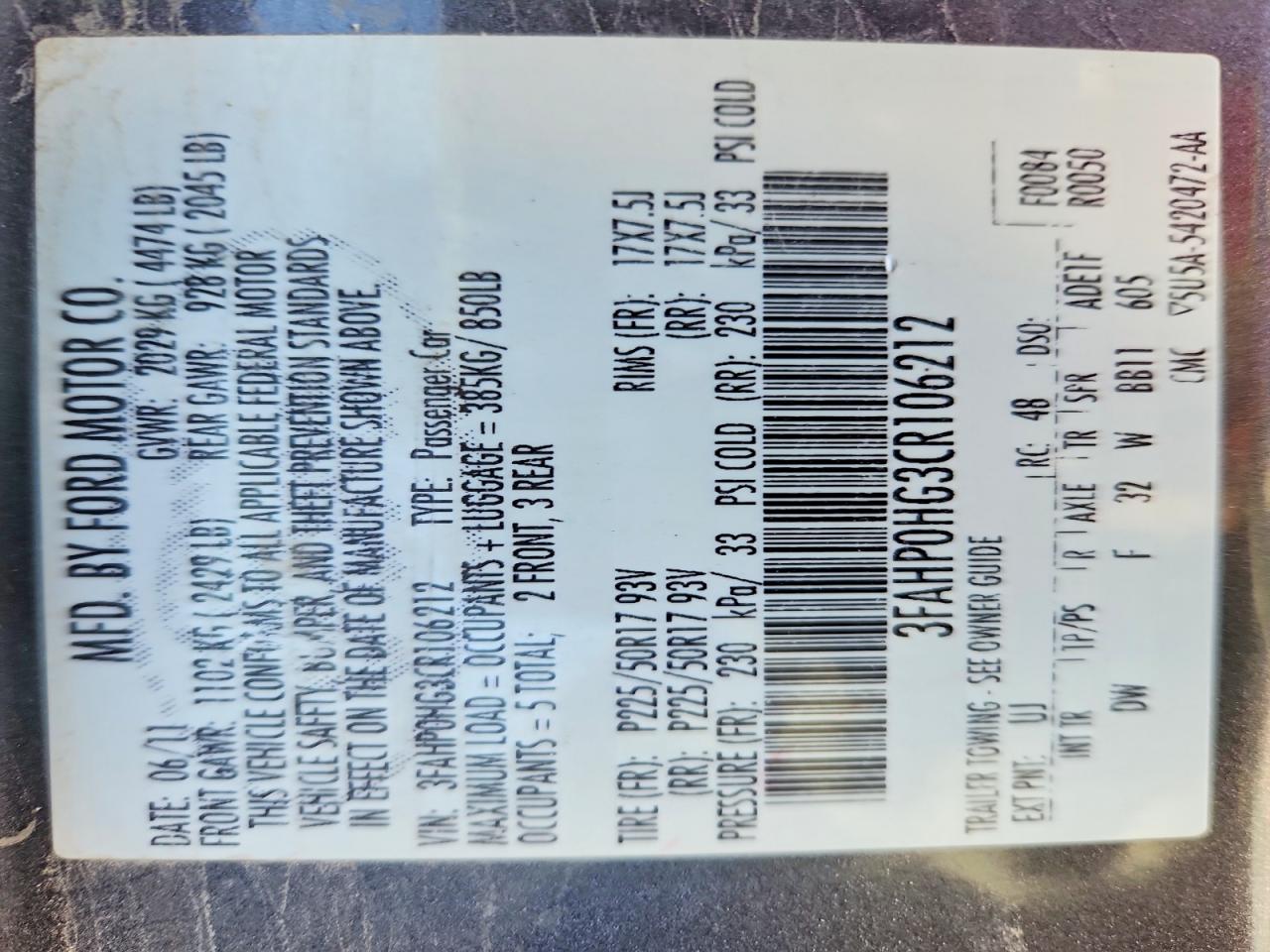 2012 FORD FUSION SE photo 34