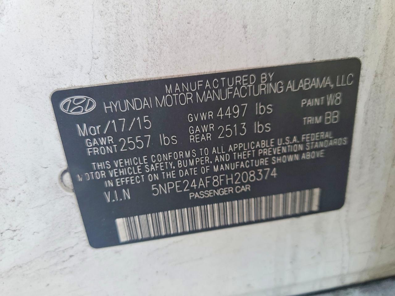 2015 HYUNDAI SONATA SE photo 23