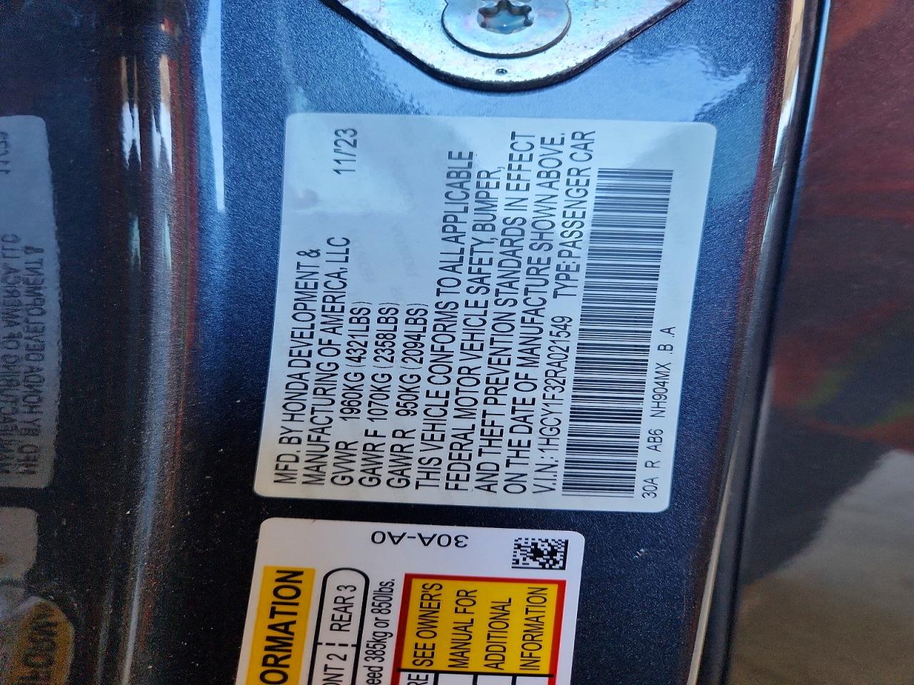 2024 HONDA ACCORD EX photo 23