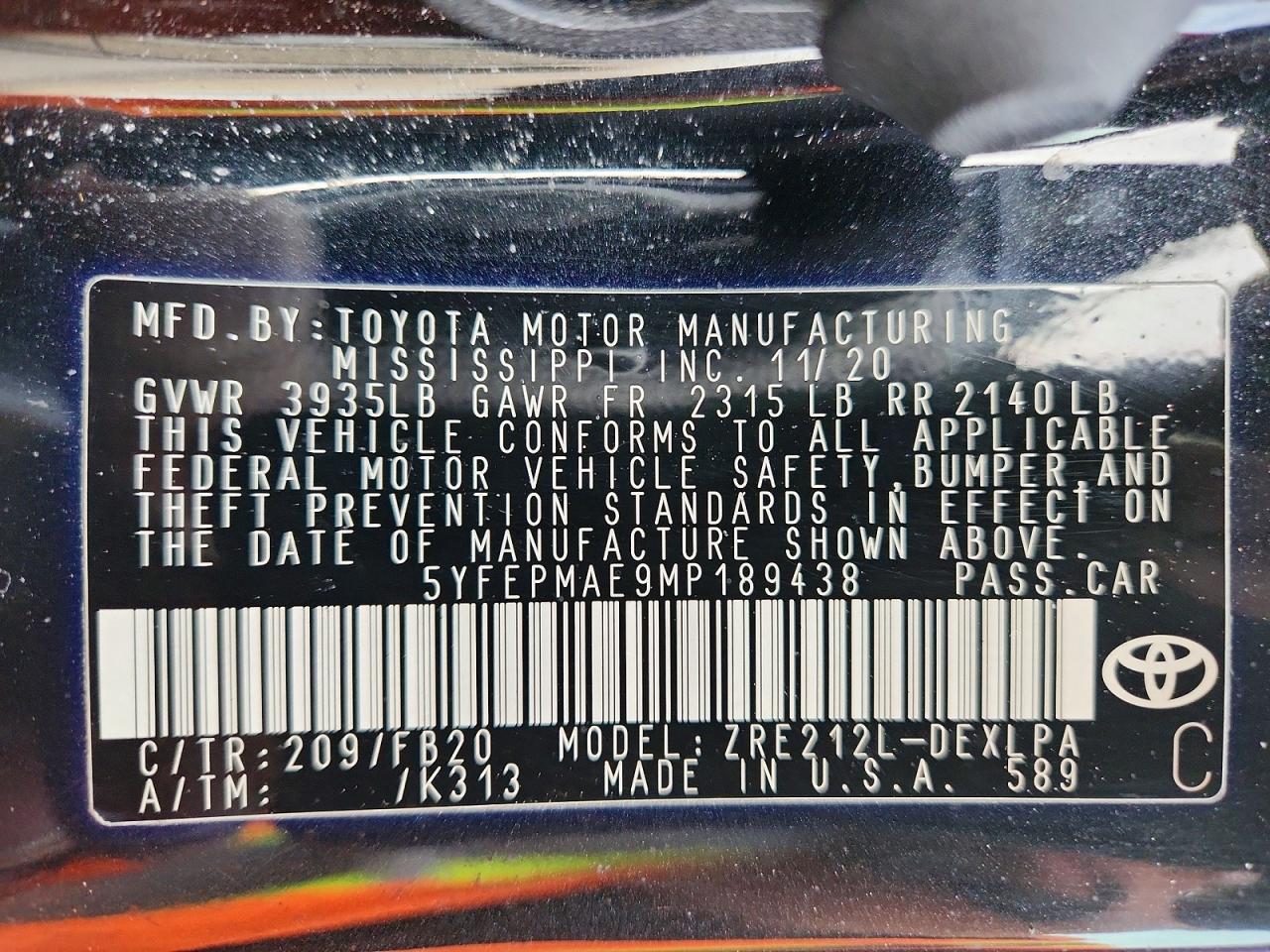 2021 TOYOTA COROLLA LE photo 23