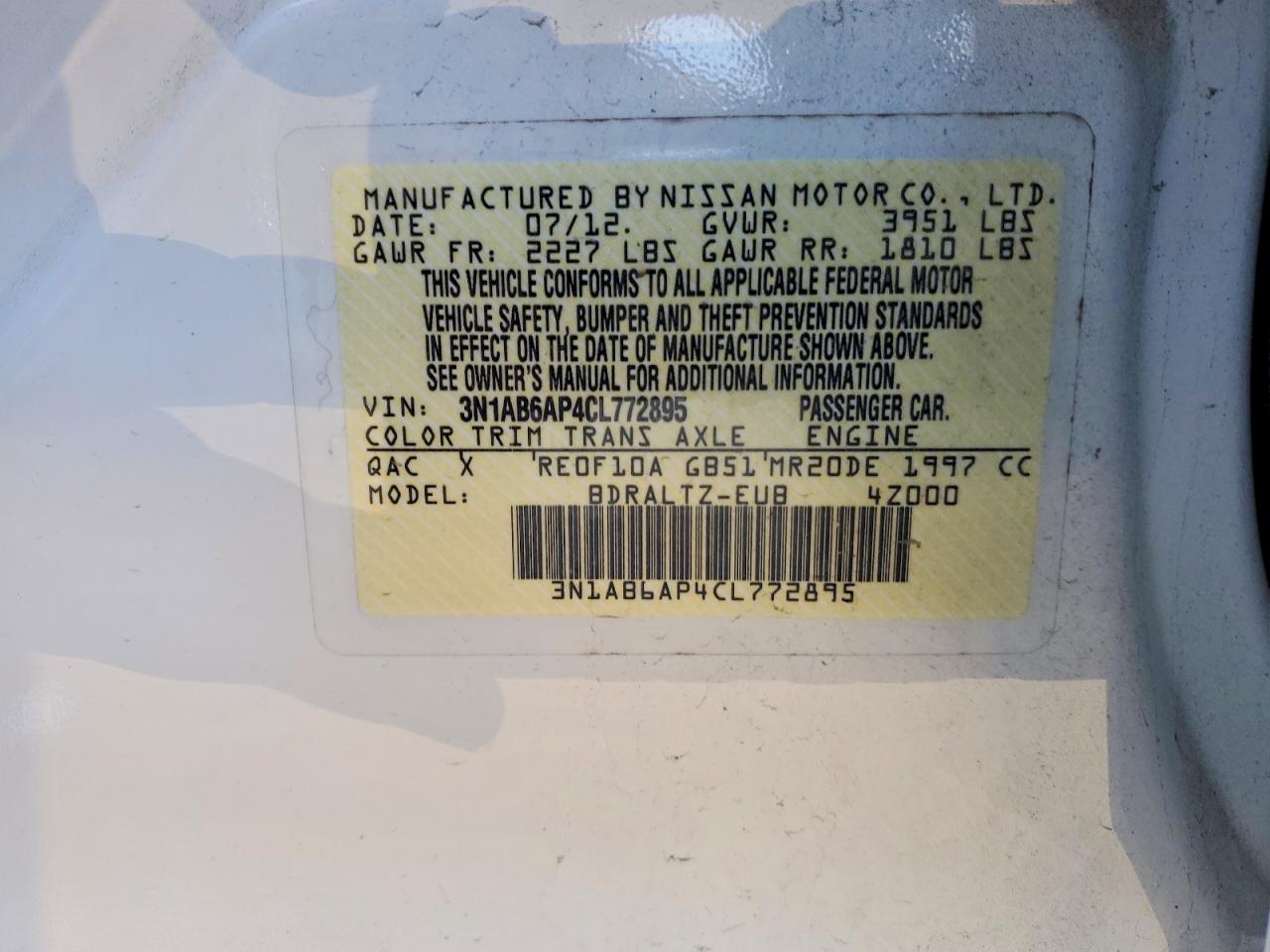2012 NISSAN SENTRA 2.0 photo 13