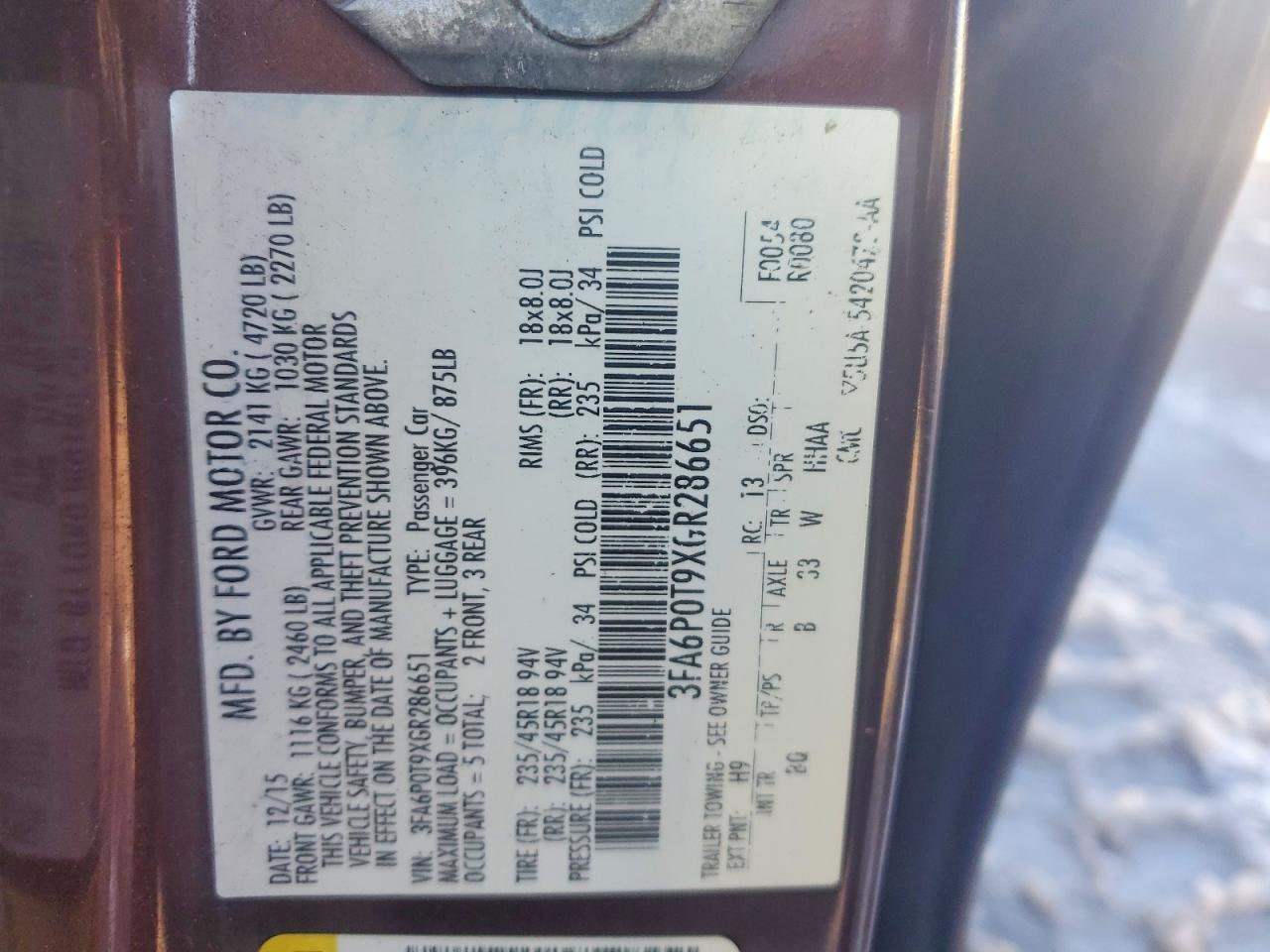 2016 FORD FUSION SE photo 23