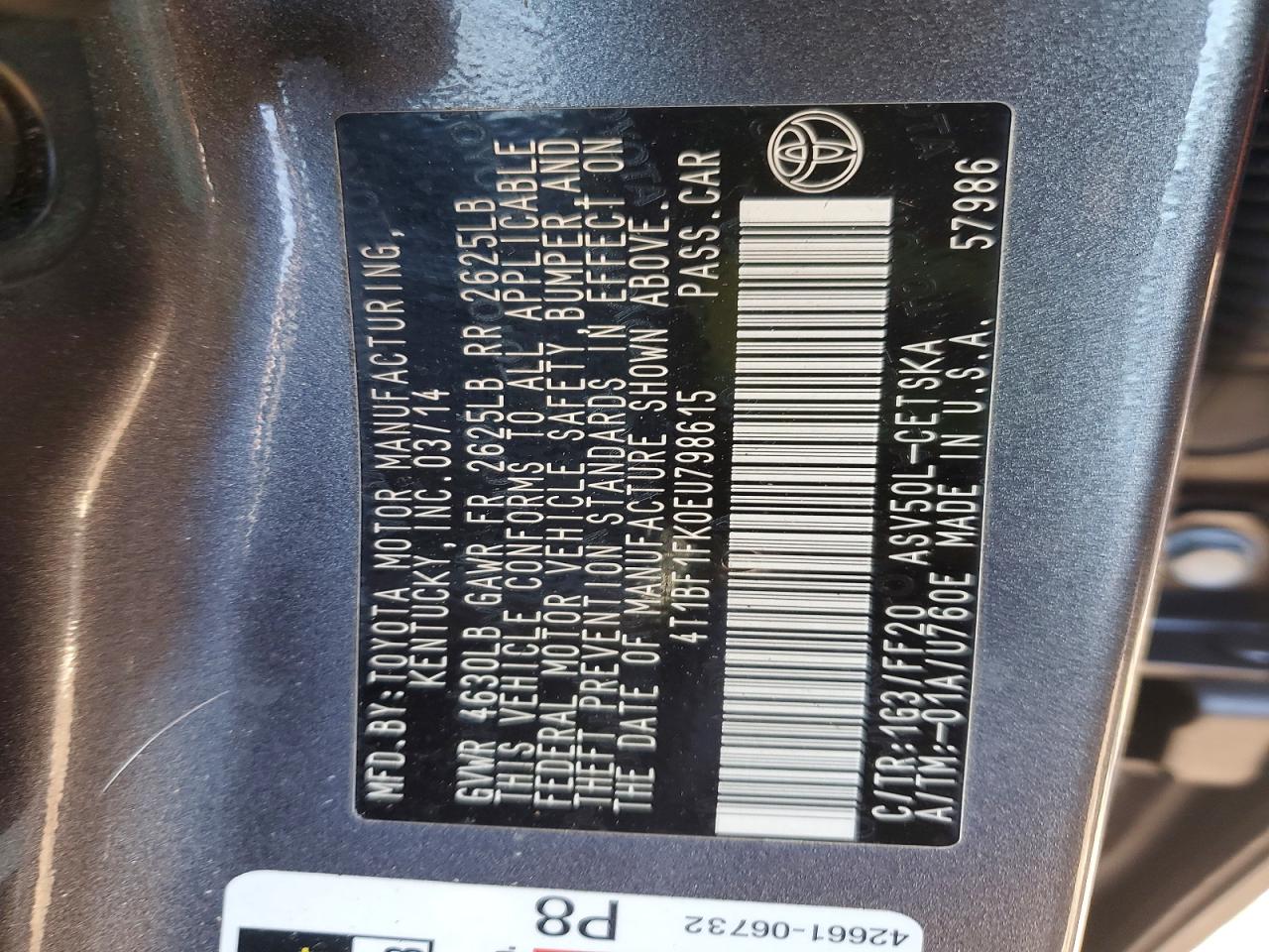 2014 TOYOTA CAMRY L photo 23