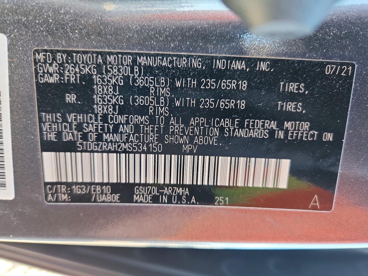 2021 TOYOTA HIGHLANDER XLE photo 37