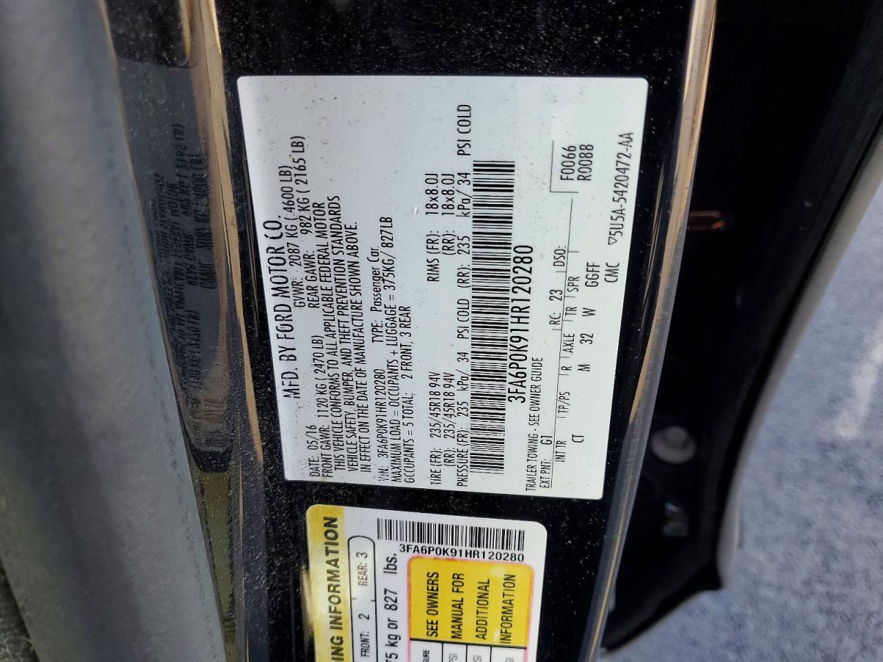 2017 FORD FUSION TITANIUM photo 12