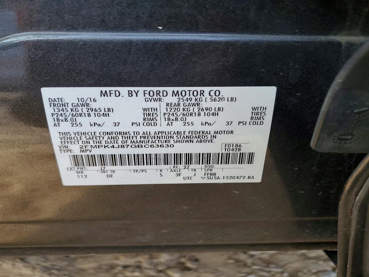 2016 FORD EDGE SEL photo 37
