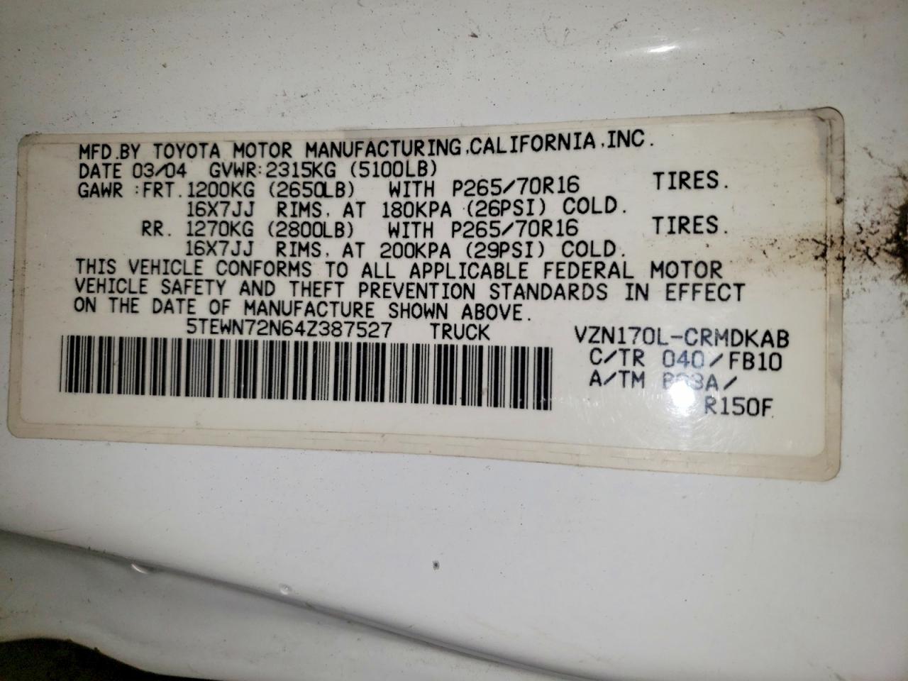 2004 TOYOTA TACOMA V6 photo 23
