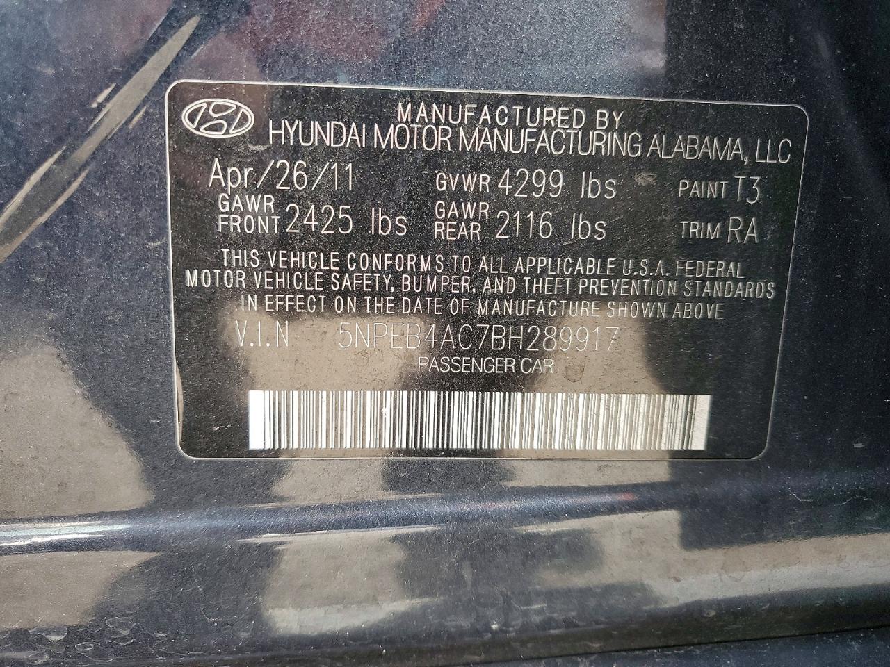2011 HYUNDAI SONATA GLS photo 23