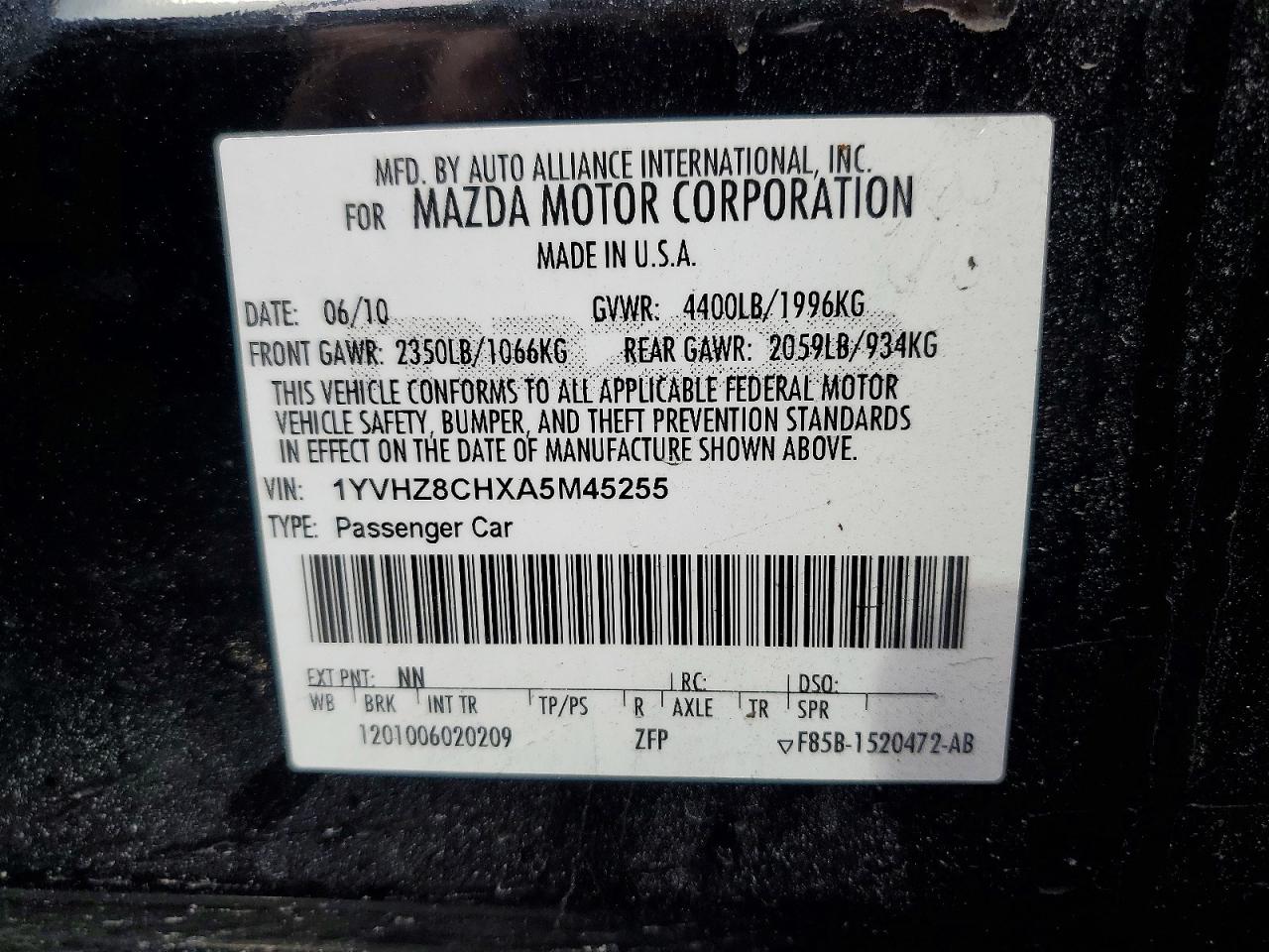 2010 MAZDA 6 I photo 23