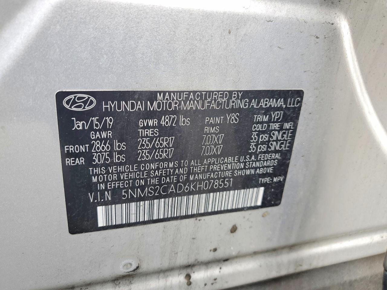 2019 HYUNDAI SANTA FE SE 2.4L photo 23