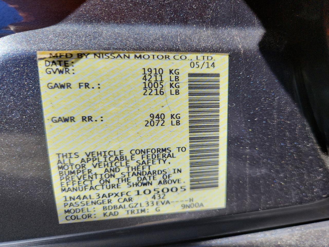 2015 NISSAN ALTIMA 2.5 S photo 23