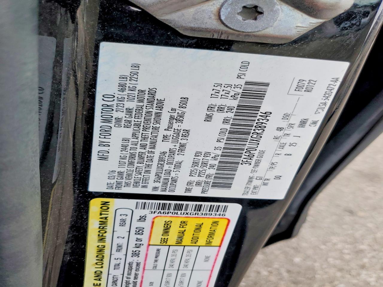 2016 FORD FUSION SE HYBRID photo 12
