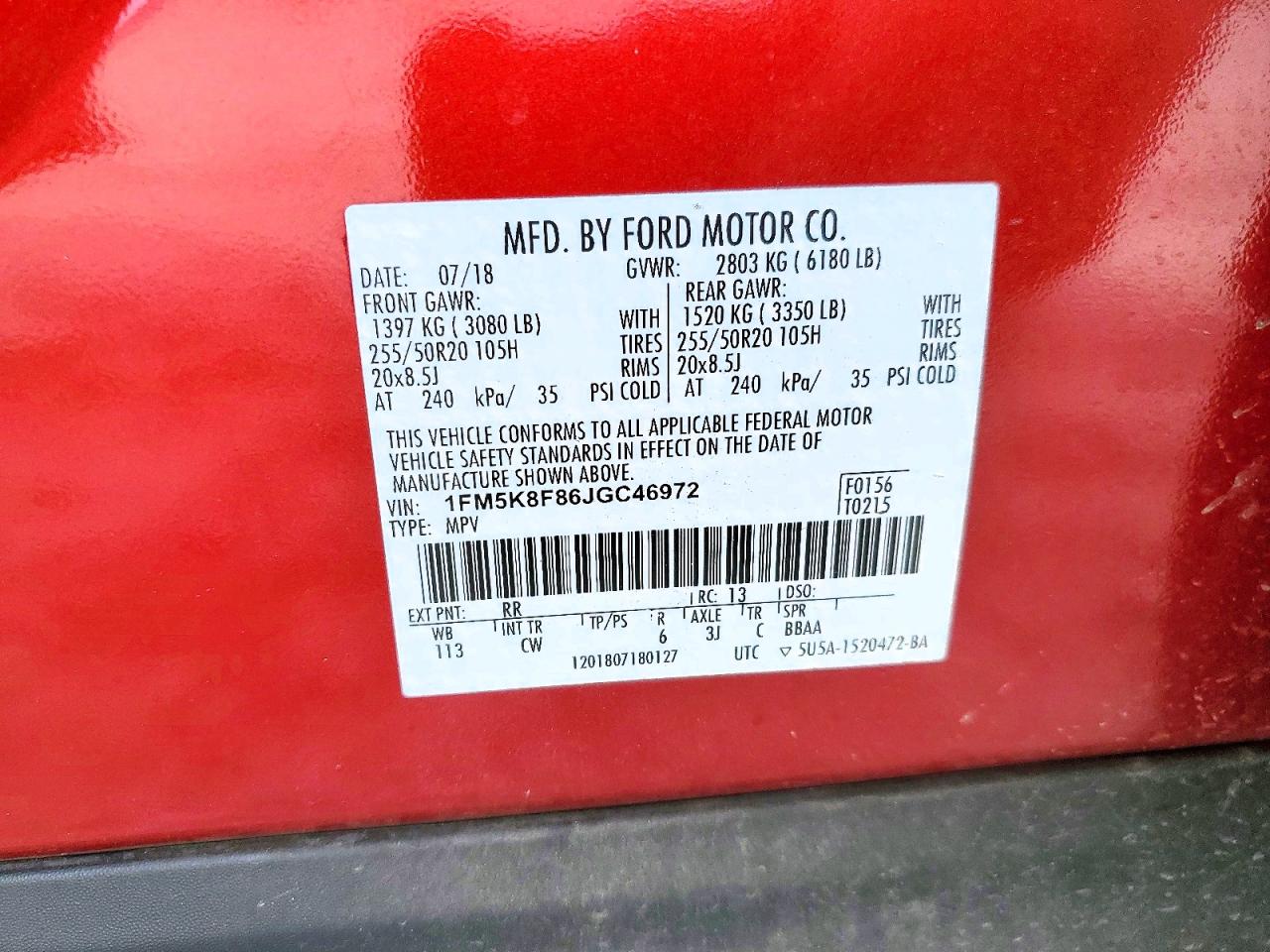 2018 FORD EXPLORER LIMITED photo 13