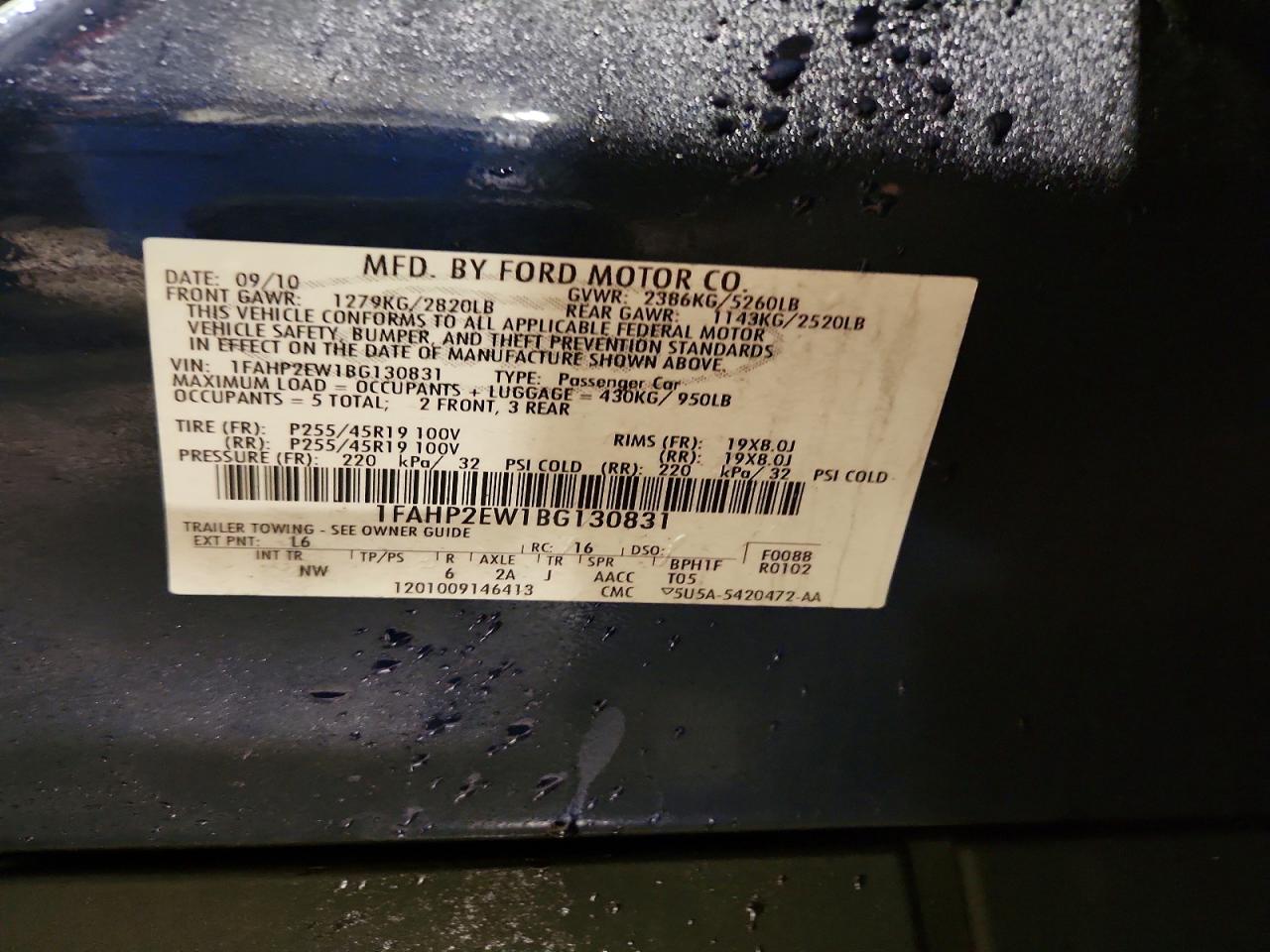 2011 FORD TAURUS SEL photo 23