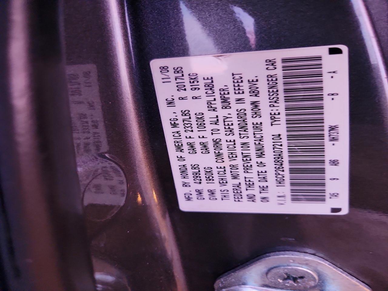 2009 HONDA ACCORD LXP photo 12